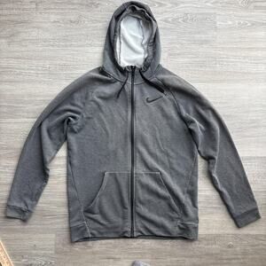 Nike Men's Dri-FIT Full Zip Hoodie Gray L Athletic Training